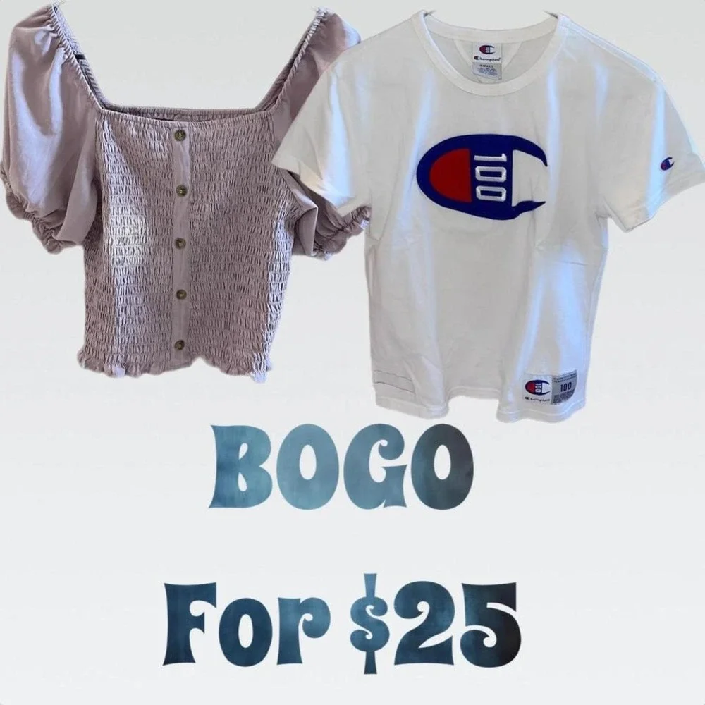 Buy One Get One‎ Free for $25 •Champions Small • No Boundaries Large